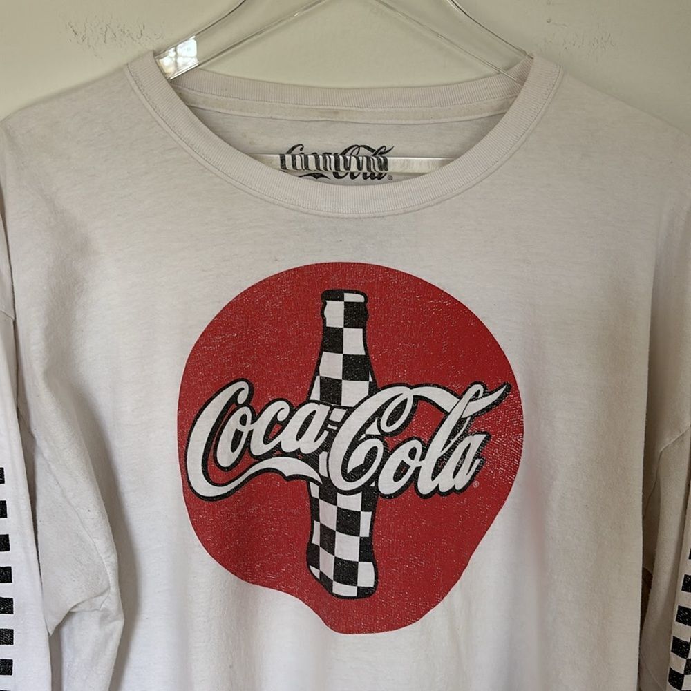 Vintage Checkered Coca Cola Long Sleeve T-Shirt Size XL - Picture 2 of 7